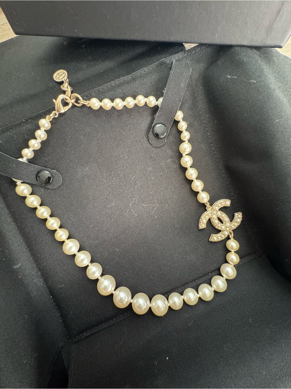 Chanel 100th Anniversary Pearl and Crystal CC Logo Necklace in Ivory and Gold - Picture 9 of 14